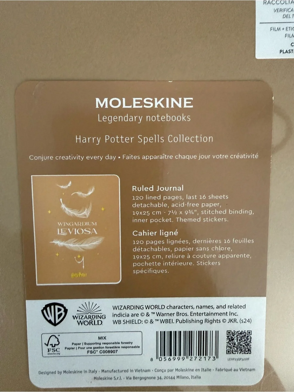 Harry Potter x Moleskin 'Wingardium Leviosa' Feather Notebook | NWT